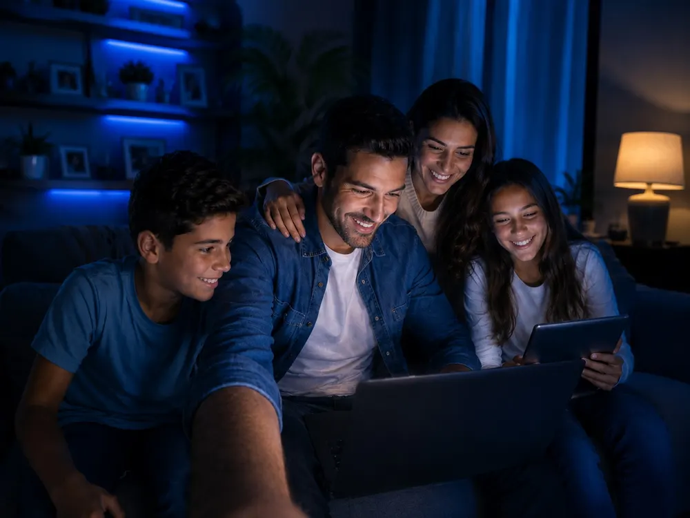 Personas disfrutando internet en casa